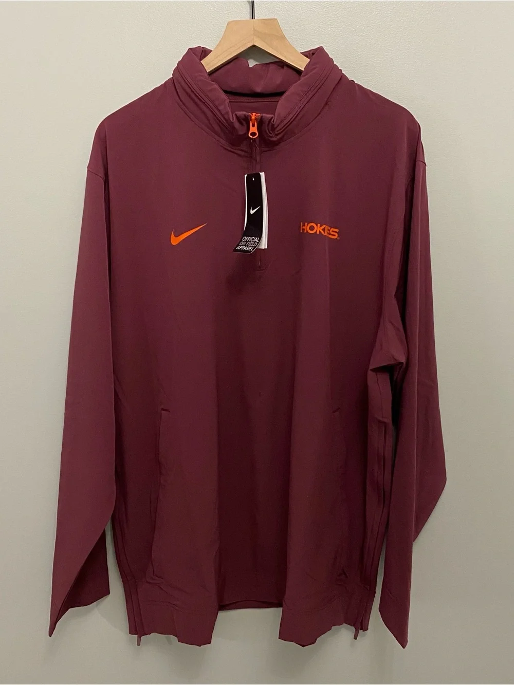 Nike On Field Virginia Tech Hokies Coach Hooded Long Sleeve Mens XL NWT